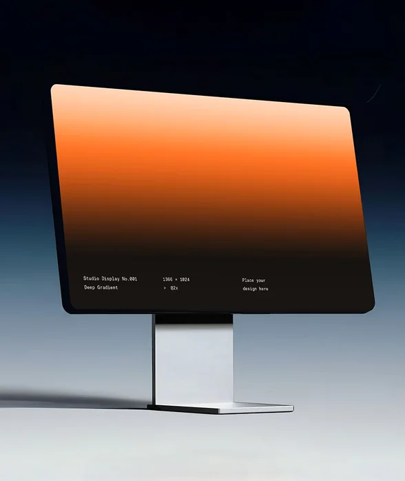 Studio display with orange gradient