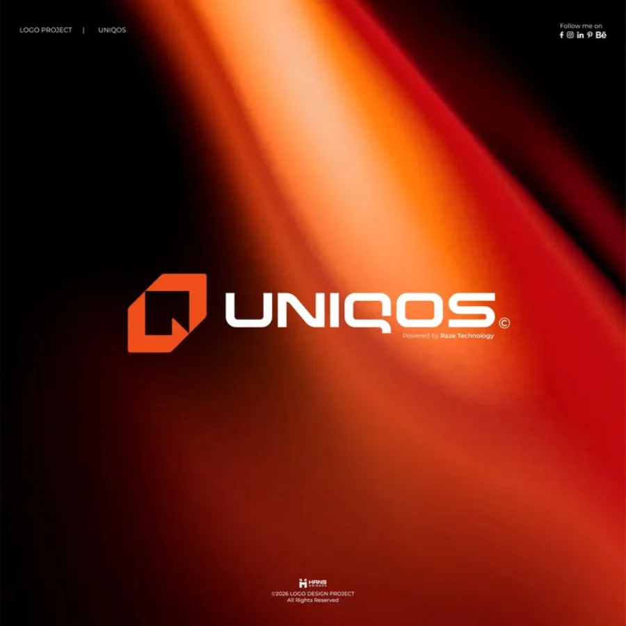 Uniqos logo on a red gradient